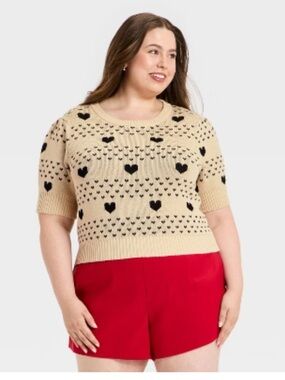 Universal Thread 100% Cotton Hearts Crewneck Pullover Sweater Size XL NWT